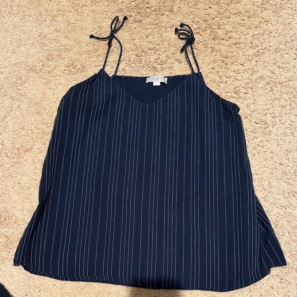 LOFT Blue Tie Front Camisole Top